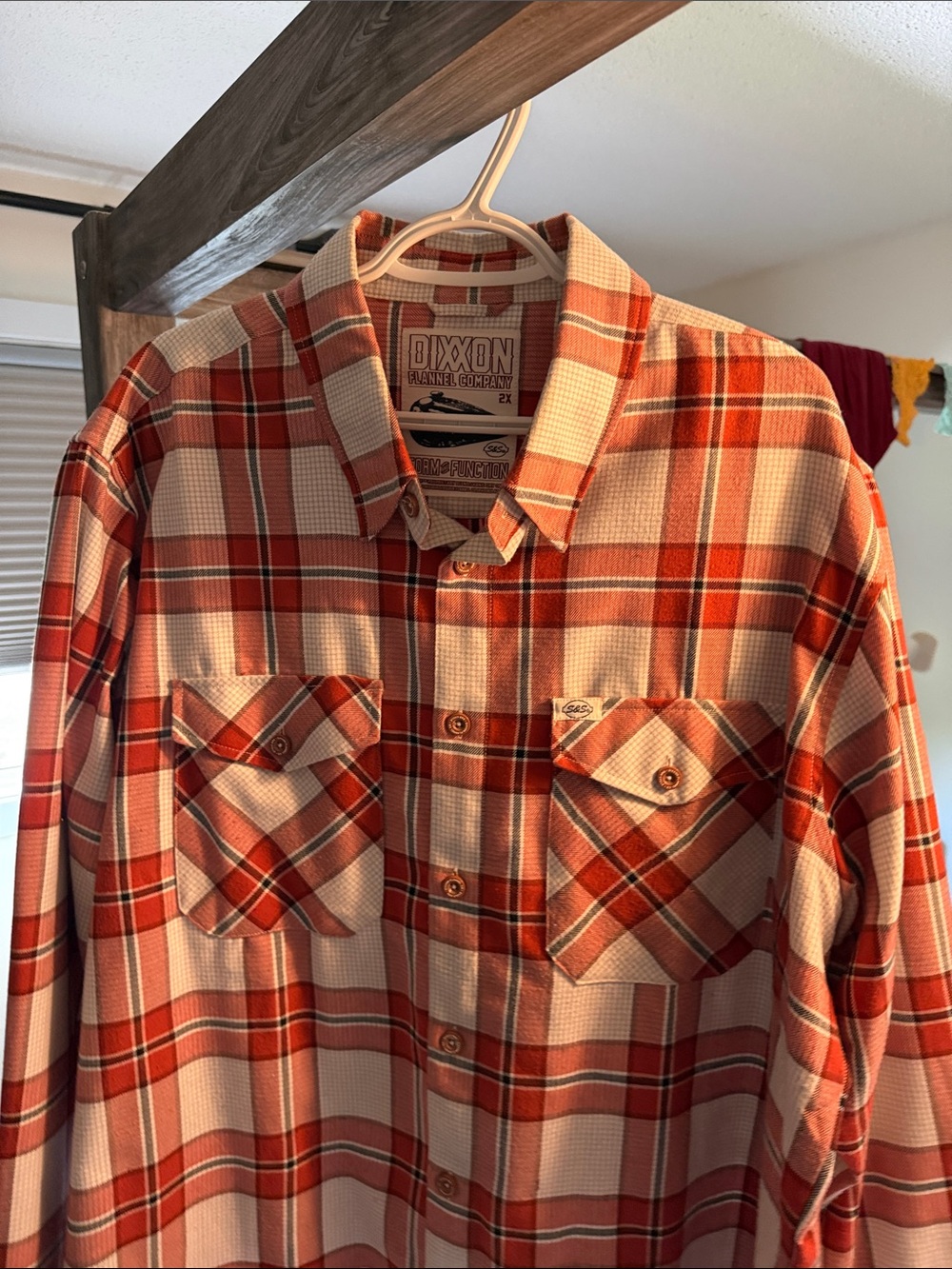 DIXXON XXL “S+S” long sleeve flannel Red Plaid Waffle Button-Down Shirt